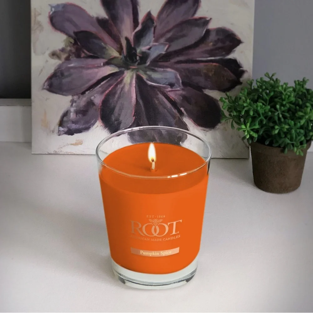 NWT ROOT CANDLES Pumpkin Spice 10.5oz Veriglass Candle Halloween Autumn Harvest